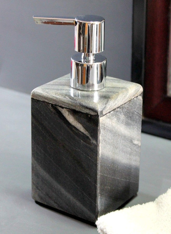 KLEO Soap/Lotion Dispenser - Made of Genuine Indian Marble - Luxury Bathroom Accessories Bath Set - Black/Grey - Image 4